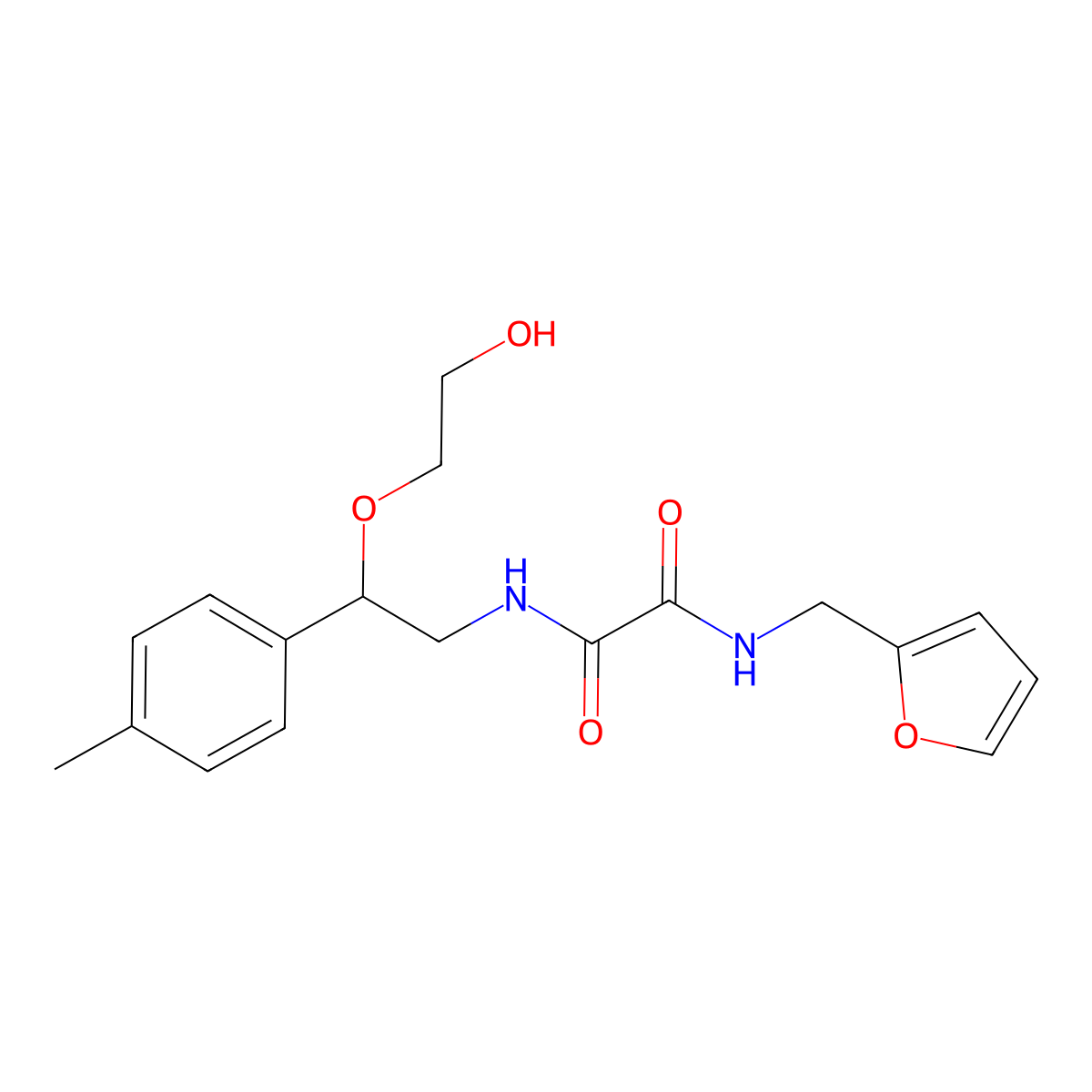 N1-(furan-2-ylmethyl)-N2-(2-(2-hydroxyethoxy)-2-(p-tolyl)ethyl)oxalamide molecular structure, CAS 1706098-51-2
