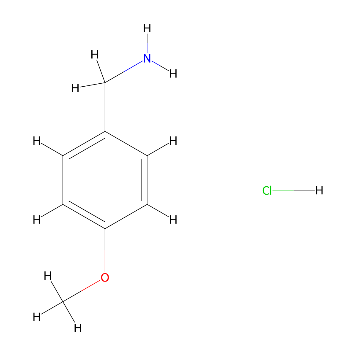 (4-methoxyphenyl)methanamine Hydrochloride molecular structure, CAS 17061-61-9