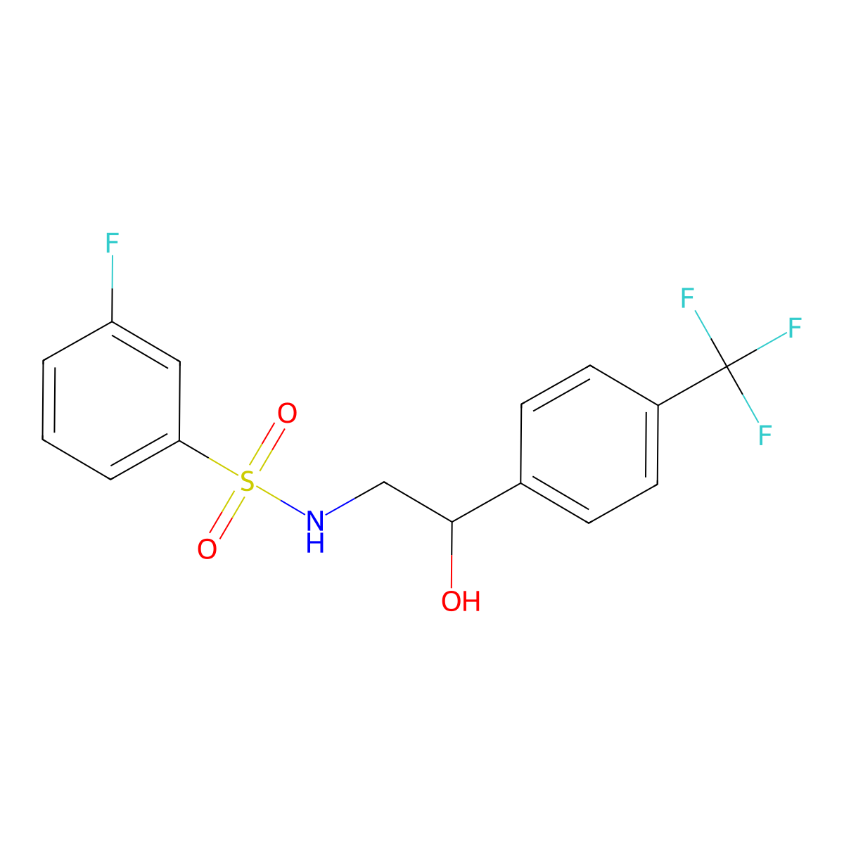 3-fluoro-N-(2-hydroxy-2-(4-(trifluoromethyl)phenyl)ethyl)benzenesulfonamide molecular structure, CAS 1706102-36-4