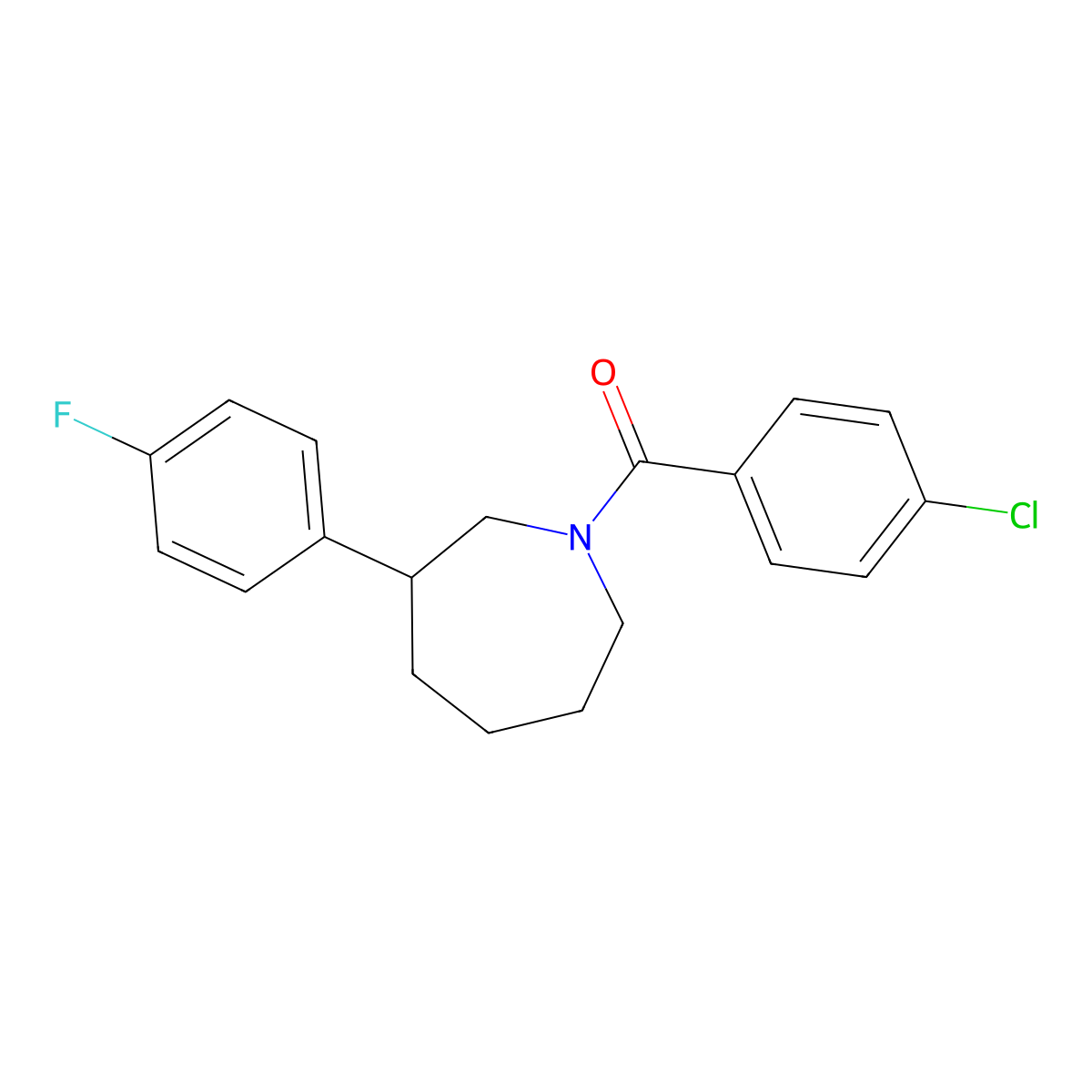 (4-Chlorophenyl)(3-(4-fluorophenyl)azepan-1-yl)methanone molecular structure, CAS 1706131-26-1