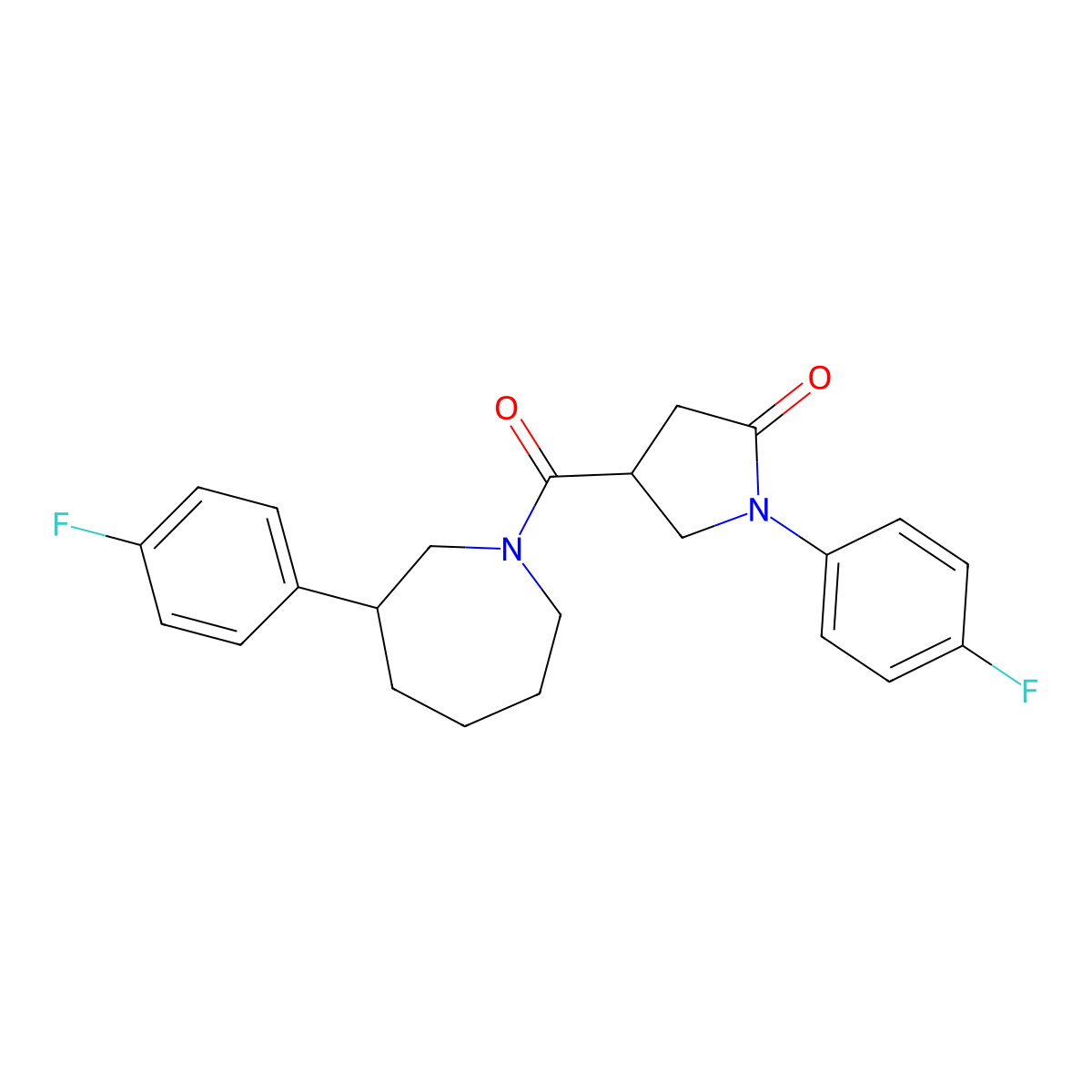 1-(4-Fluorophenyl)-4-[3-(4-fluorophenyl)azepane-1-carbonyl]pyrrolidin-2-one molecular structure, CAS 1706131-46-5