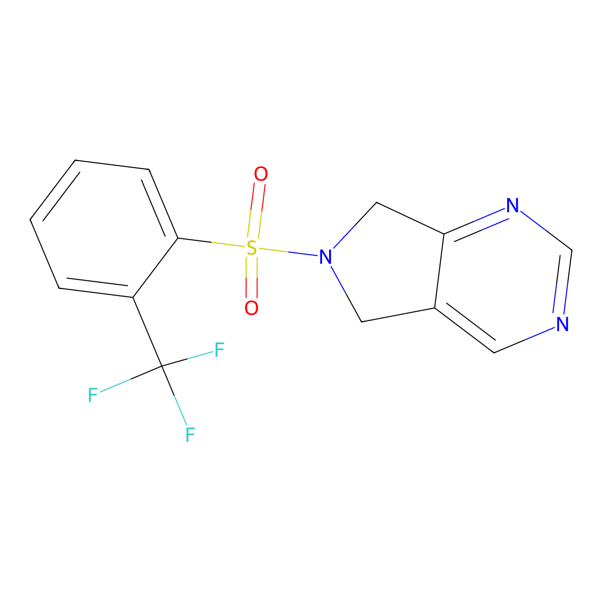 6-[2-(trifluoromethyl)benzenesulfonyl]-5H,6H,7H-pyrrolo[3,4-d]pyrimidine molecular structure, CAS 1706133-54-1