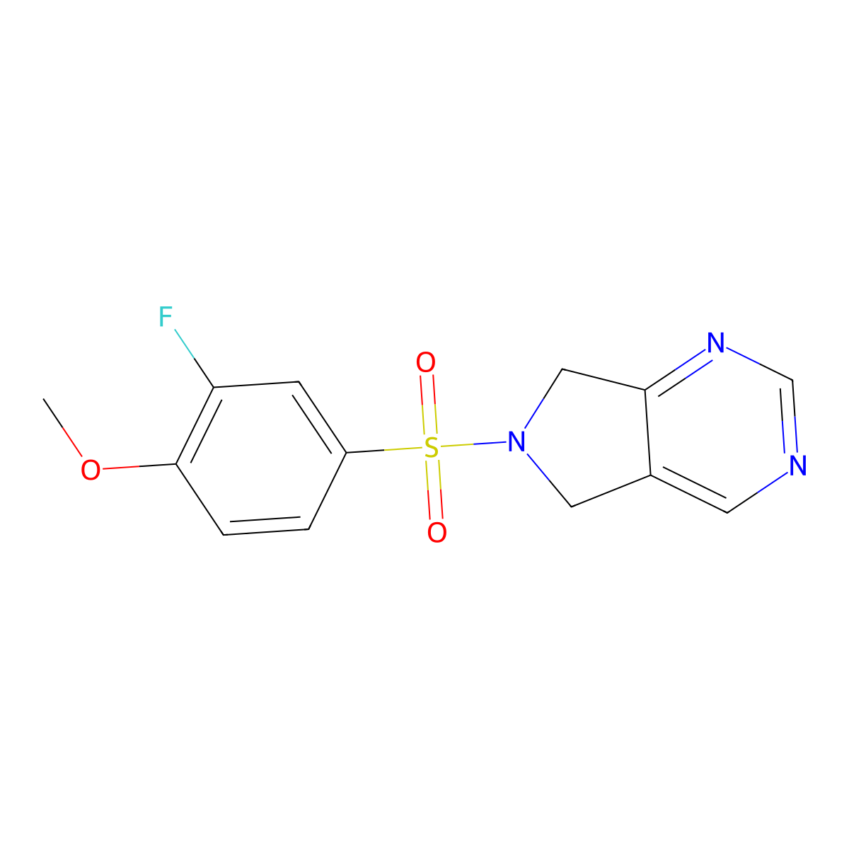 6-(3-fluoro-4-methoxybenzenesulfonyl)-5H,6H,7H-pyrrolo[3,4-d]pyrimidine molecular structure, CAS 1706135-18-3