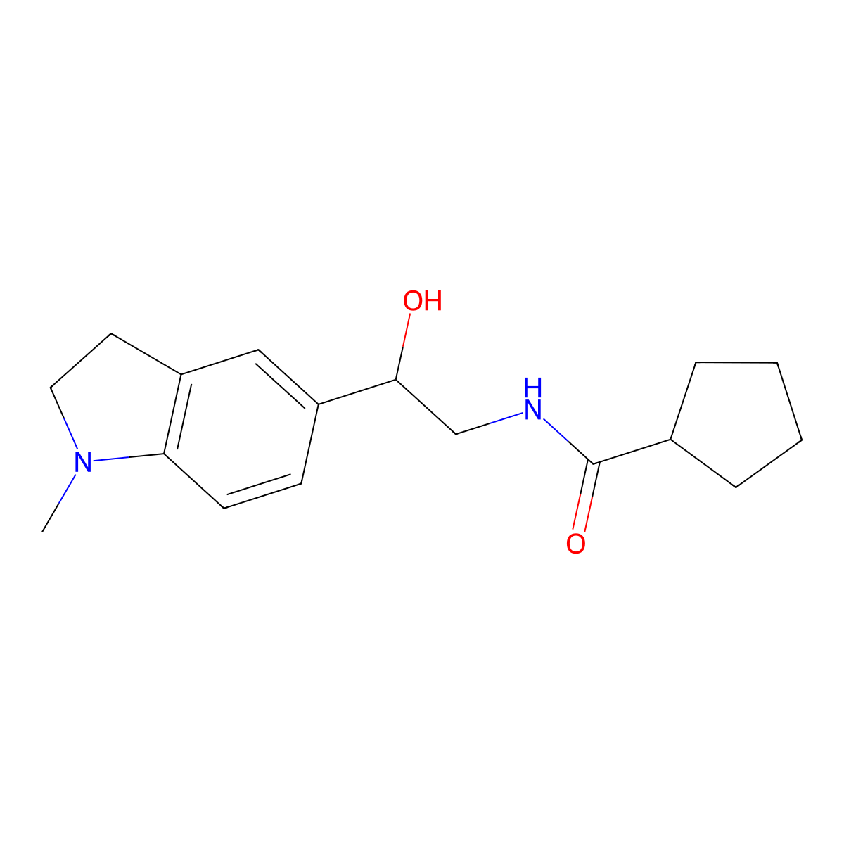 N-(2-hydroxy-2-(1-methylindolin-5-yl)ethyl)cyclopentanecarboxamide molecular structure, CAS 1706135-57-0