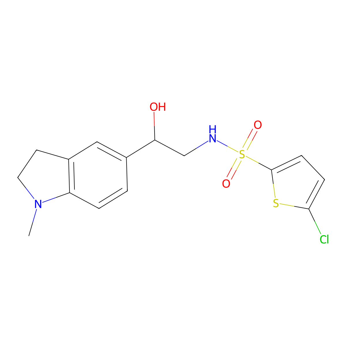 5-chloro-N-(2-hydroxy-2-(1-methylindolin-5-yl)ethyl)thiophene-2-sulfonamide molecular structure, CAS 1706136-44-8