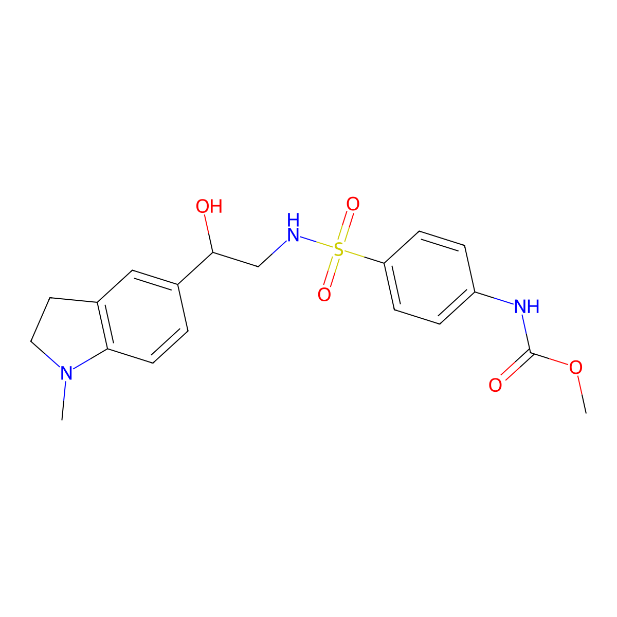 methyl (4-(N-(2-hydroxy-2-(1-methylindolin-5-yl)ethyl)sulfamoyl)phenyl)carbamate molecular structure, CAS 1706136-69-7