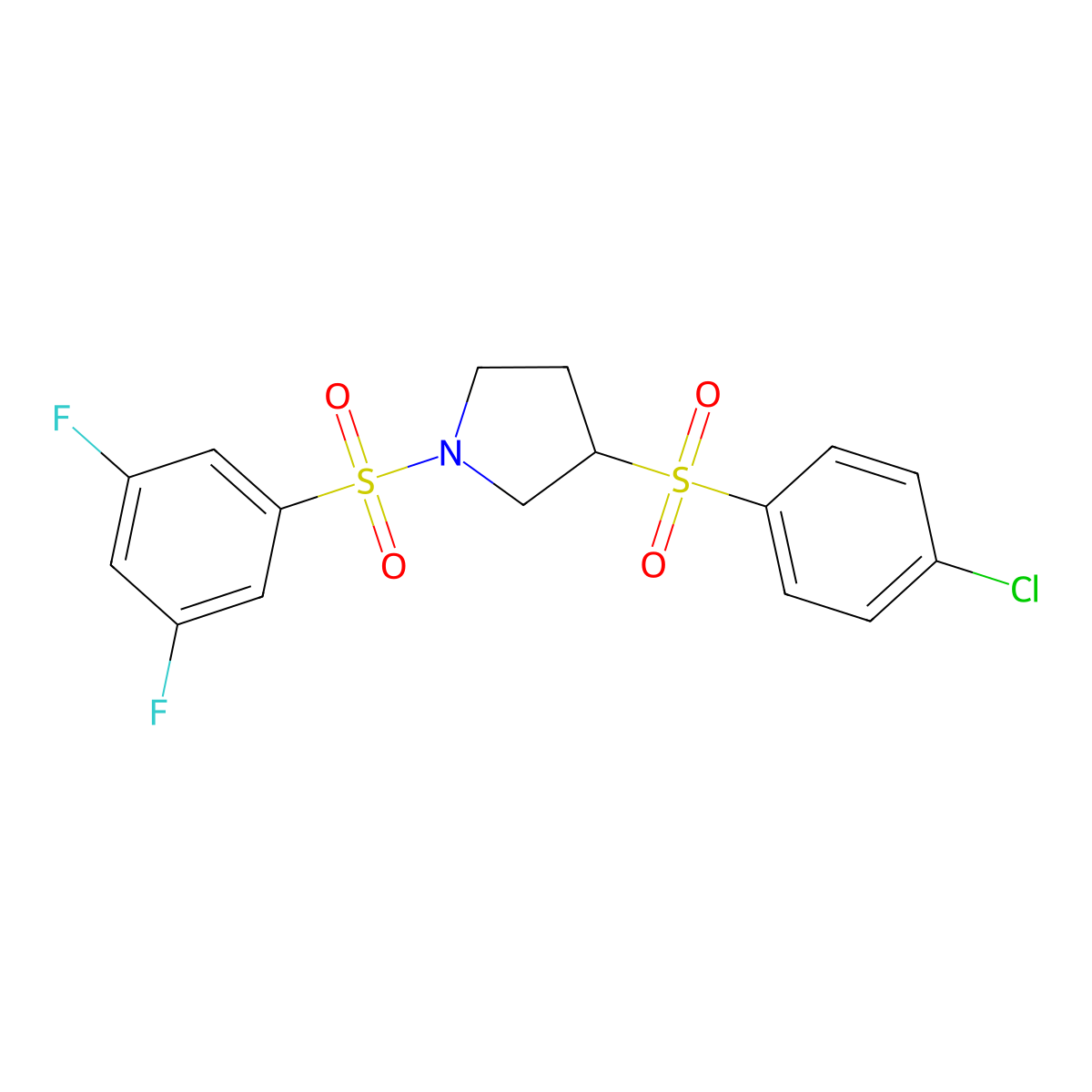 3-(4-Chlorobenzenesulfonyl)-1-(3,5-difluorobenzenesulfonyl)pyrrolidine molecular structure, CAS 1706138-28-4