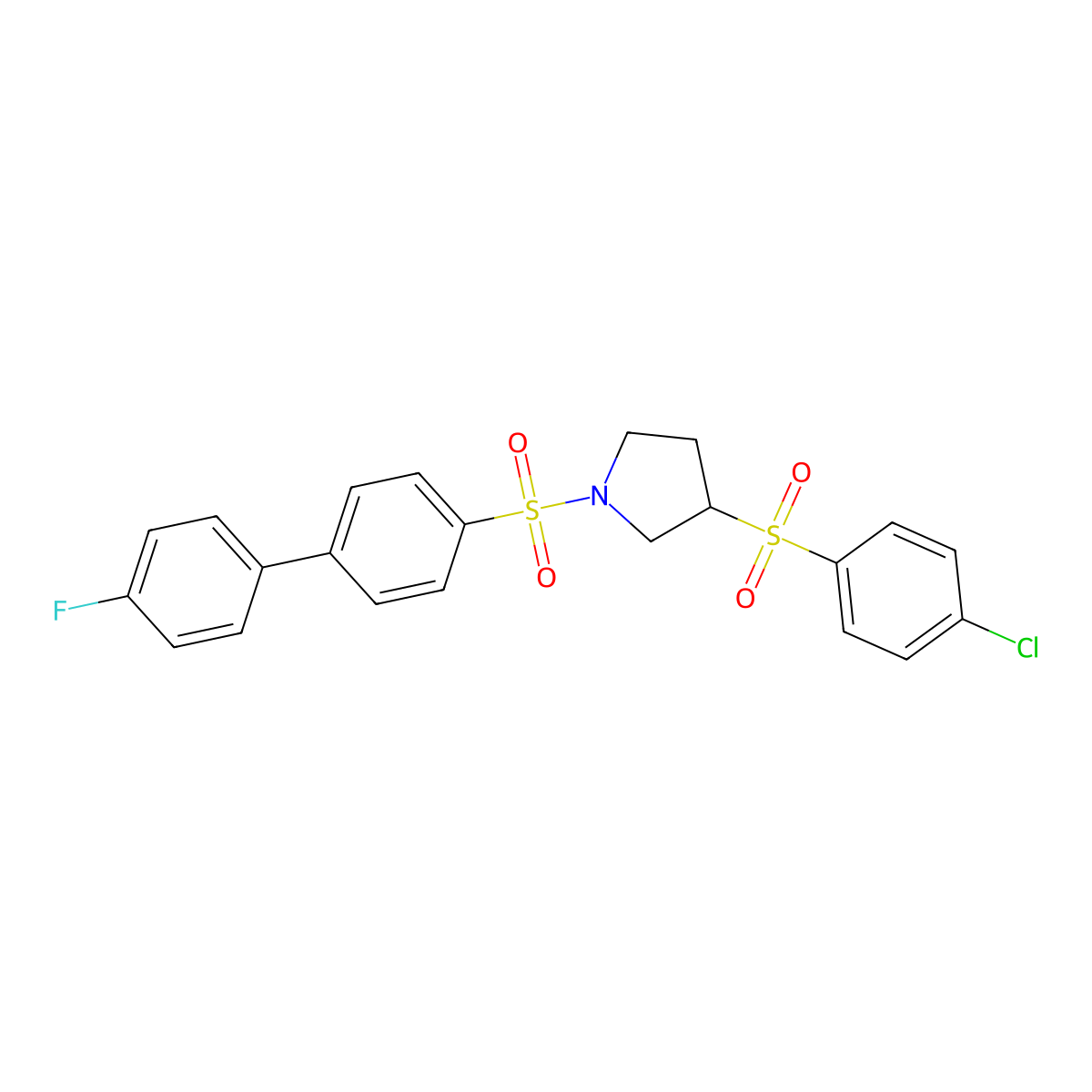 3-(4-Chlorobenzenesulfonyl)-1-({4'-fluoro-[1,1'-biphenyl]-4-yl}sulfonyl)pyrrolidine molecular structure, CAS 1706138-32-0