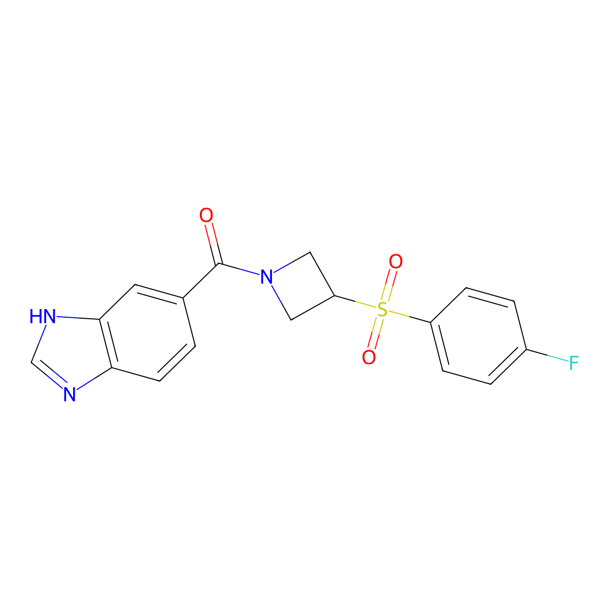 (1H-benzo[d]imidazol-5-yl)(3-((4-fluorophenyl)sulfonyl)azetidin-1-yl)methanone molecular structure, CAS 1706144-18-4