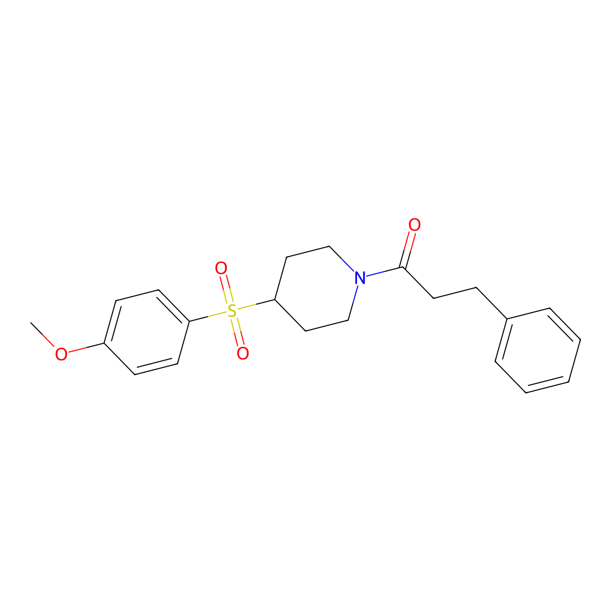 1-(4-((4-Methoxyphenyl)sulfonyl)piperidin-1-yl)-3-phenylpropan-1-one molecular structure, CAS 1706144-29-7
