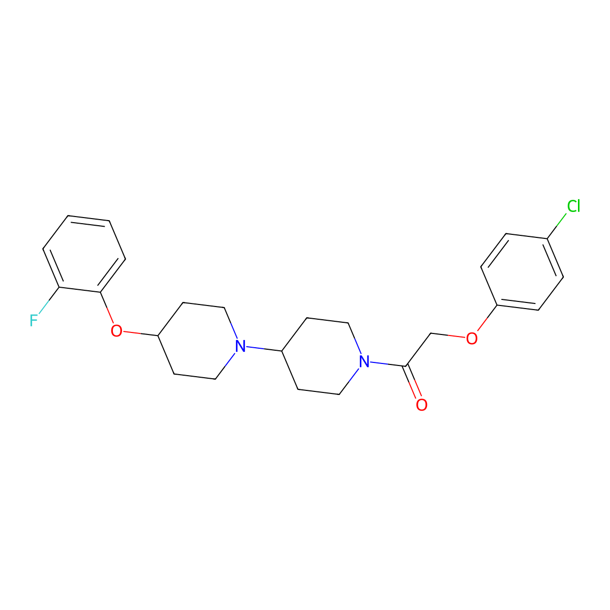 2-(4-Chlorophenoxy)-1-(4-(2-fluorophenoxy)-[1,4'-bipiperidin]-1'-yl)ethan-1-one molecular structure, CAS 1706144-78-6