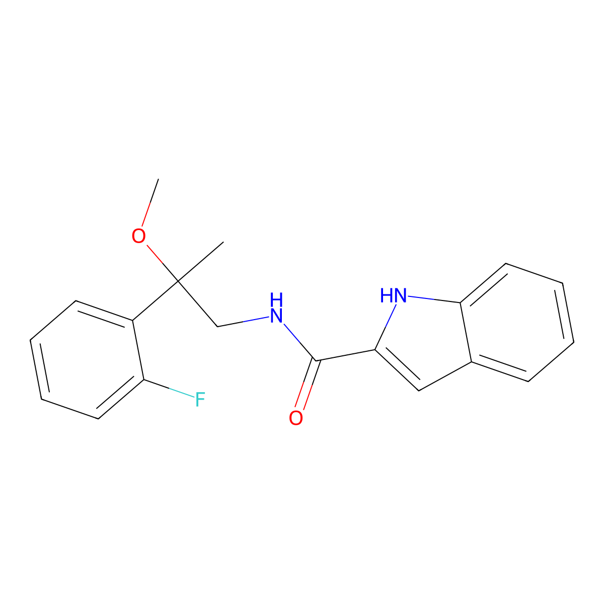 N-[2-(2-fluorophenyl)-2-methoxypropyl]-1H-indole-2-carboxamide molecular structure, CAS 1706145-53-0