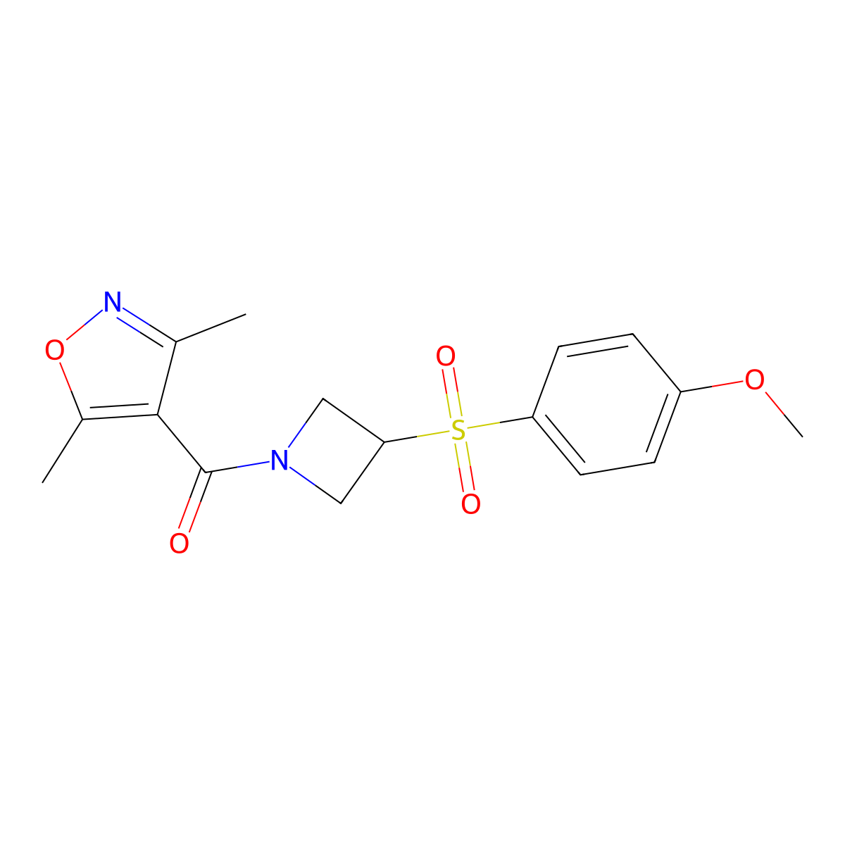 (3,5-Dimethylisoxazol-4-yl)(3-((4-methoxyphenyl)sulfonyl)azetidin-1-yl)methanone molecular structure, CAS 1706145-64-3