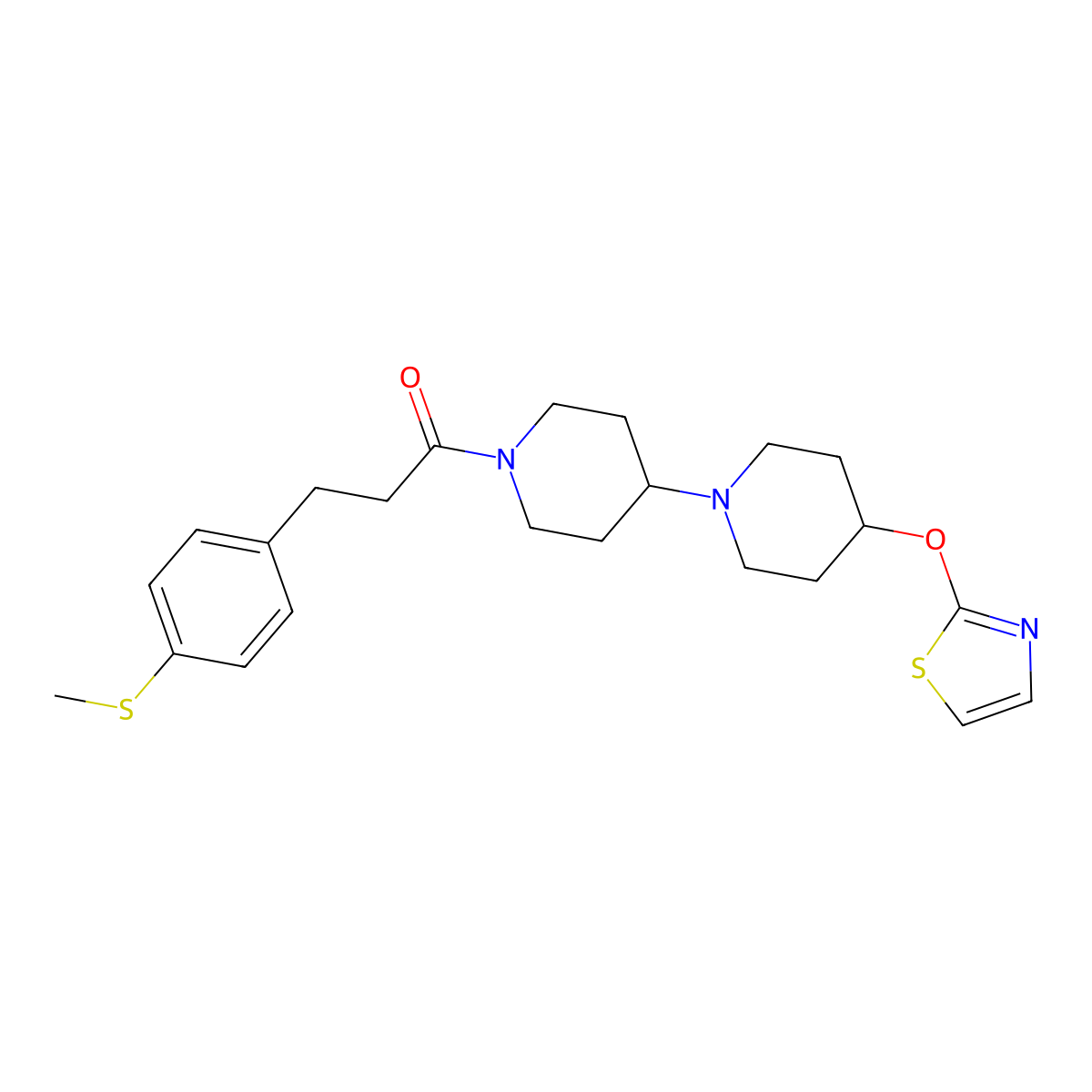 3-(4-(Methylthio)phenyl)-1-(4-(thiazol-2-yloxy)-[1,4'-bipiperidin]-1'-yl)propan-1-one molecular structure, CAS 1706146-51-1