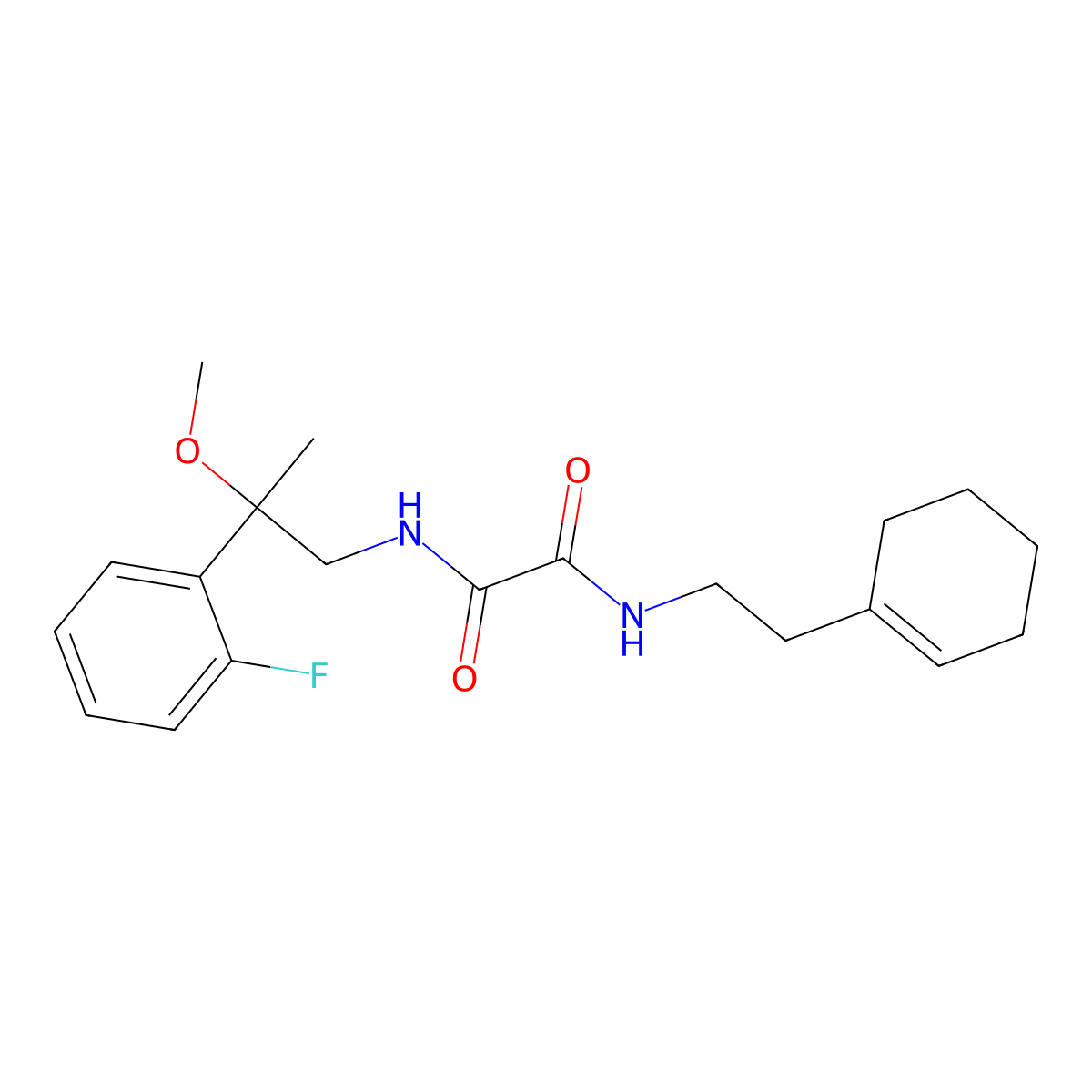 N1-(2-(cyclohex-1-en-1-yl)ethyl)-N2-(2-(2-fluorophenyl)-2-methoxypropyl)oxalamide molecular structure, CAS 1706151-50-9