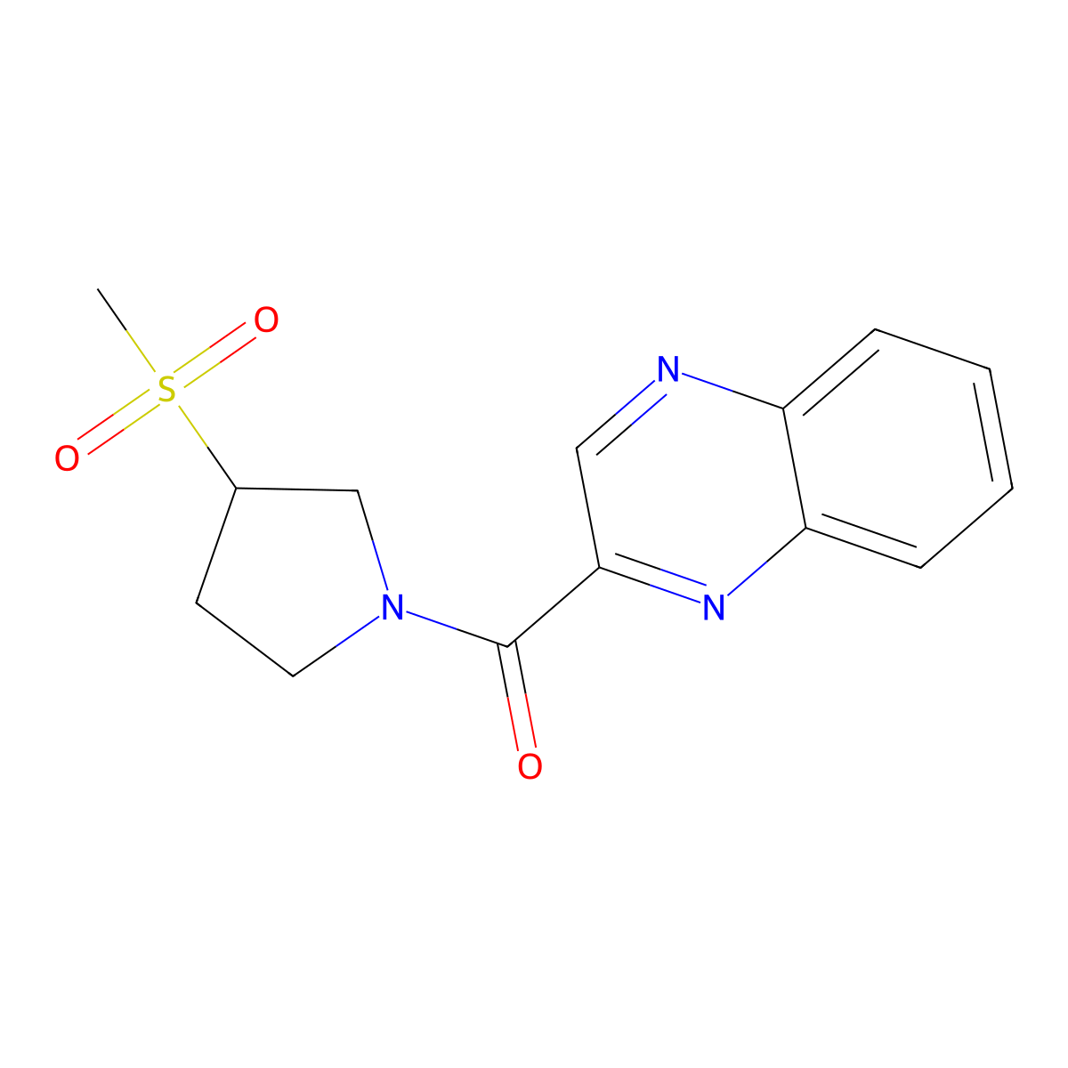 (3-(Methylsulfonyl)pyrrolidin-1-yl)(quinoxalin-2-yl)methanone molecular structure, CAS 1706154-38-2
