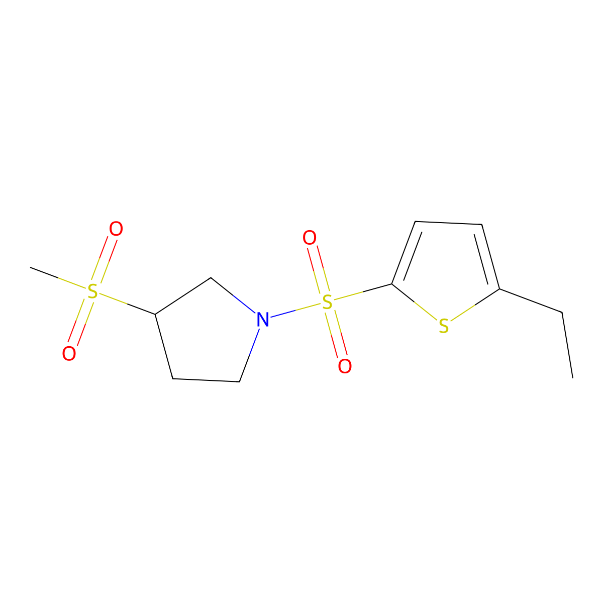 1-((5-Ethylthiophen-2-yl)sulfonyl)-3-(methylsulfonyl)pyrrolidine molecular structure, CAS 1706155-02-3