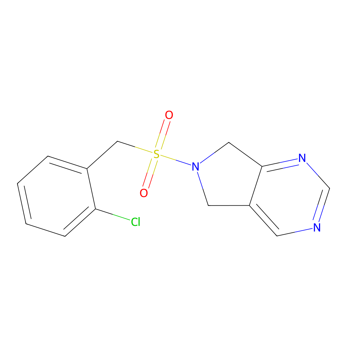 6-((2-chlorobenzyl)sulfonyl)-6,7-dihydro-5H-pyrrolo[3,4-d]pyrimidine molecular structure, CAS 1706157-00-7