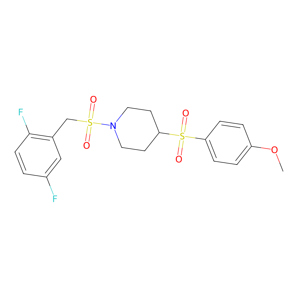 1-((2,5-Difluorobenzyl)sulfonyl)-4-((4-methoxyphenyl)sulfonyl)piperidine molecular structure, CAS 1706161-78-5