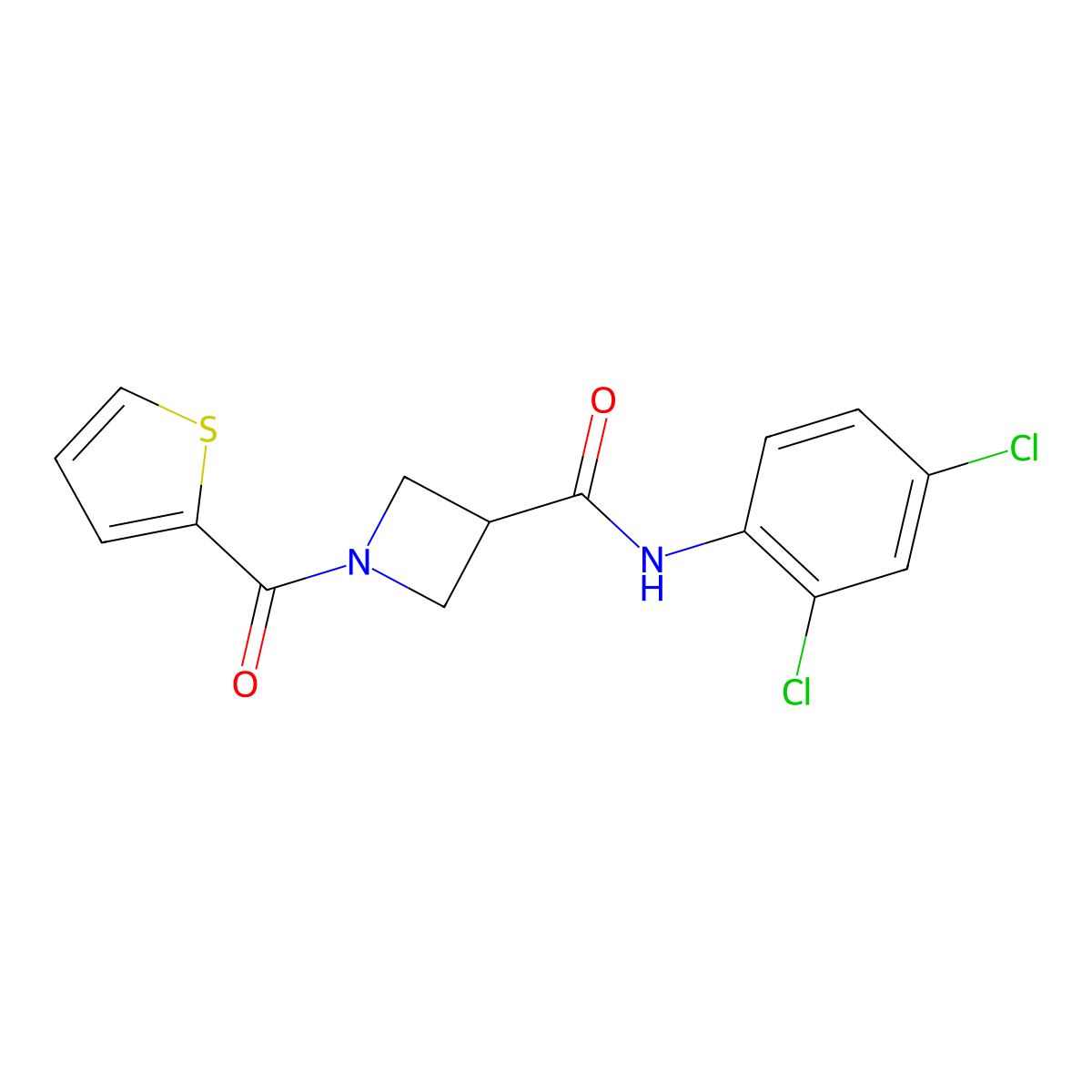 N-(2,4-dichlorophenyl)-1-(thiophene-2-carbonyl)azetidine-3-carboxamide molecular structure, CAS 1706162-69-7