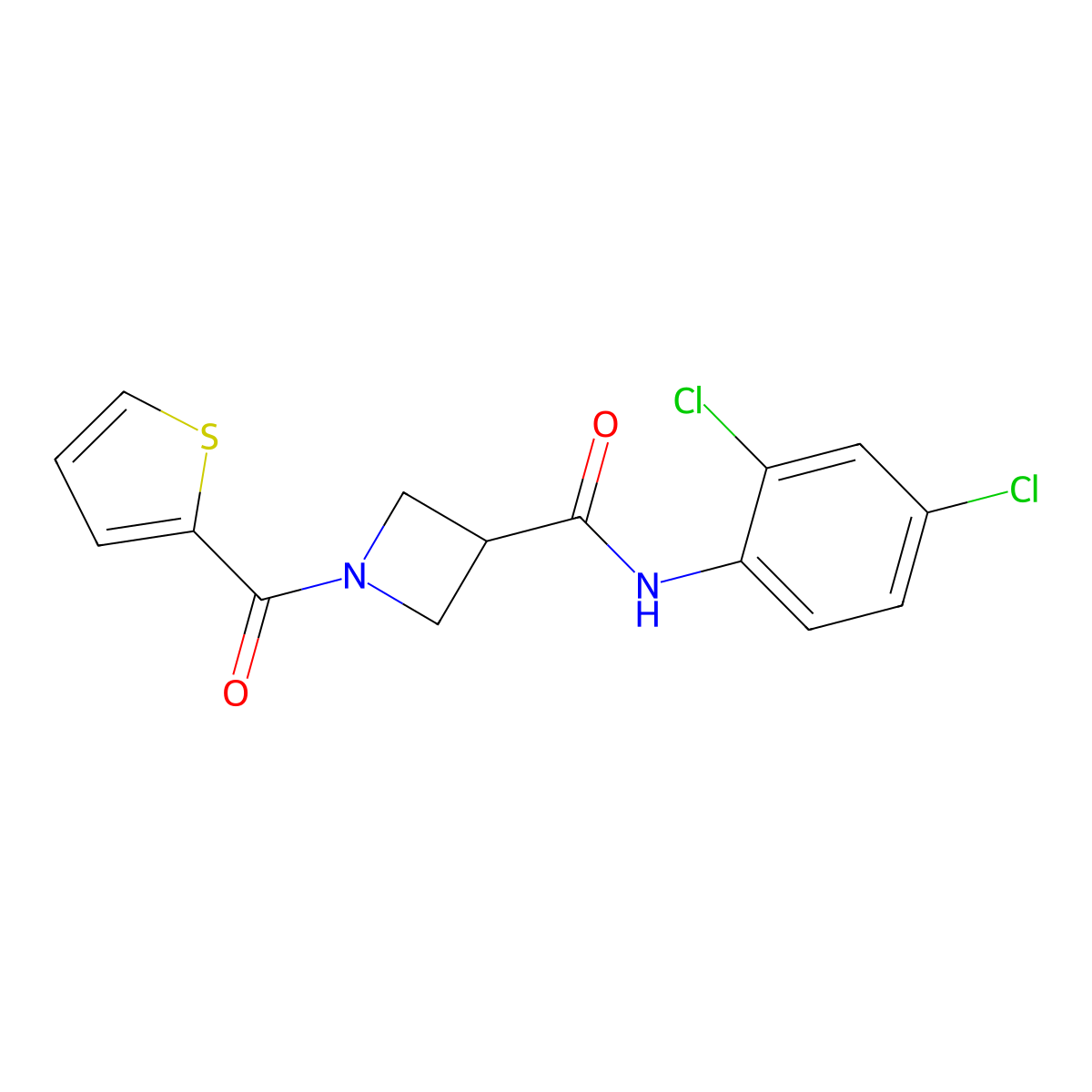 N-(2,4-dichlorophenyl)-1-(thiophene-2-carbonyl)azetidine-3-carboxamide molecular structure, CAS 1706162-69-7