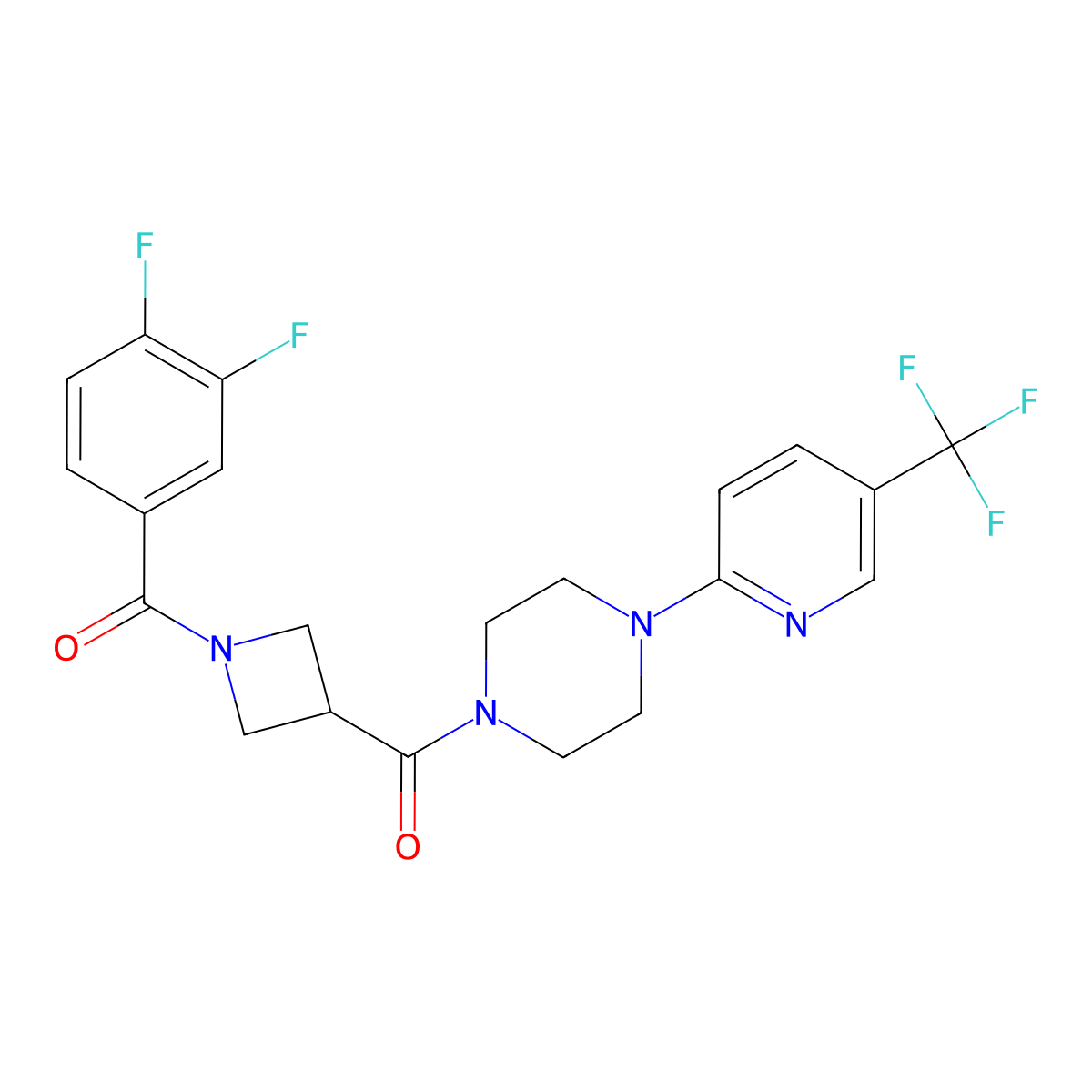 1-[1-(3,4-Difluorobenzoyl)azetidine-3-carbonyl]-4-[5-(trifluoromethyl)pyridin-2-yl]piperazine molecular structure, CAS 1706163-96-3