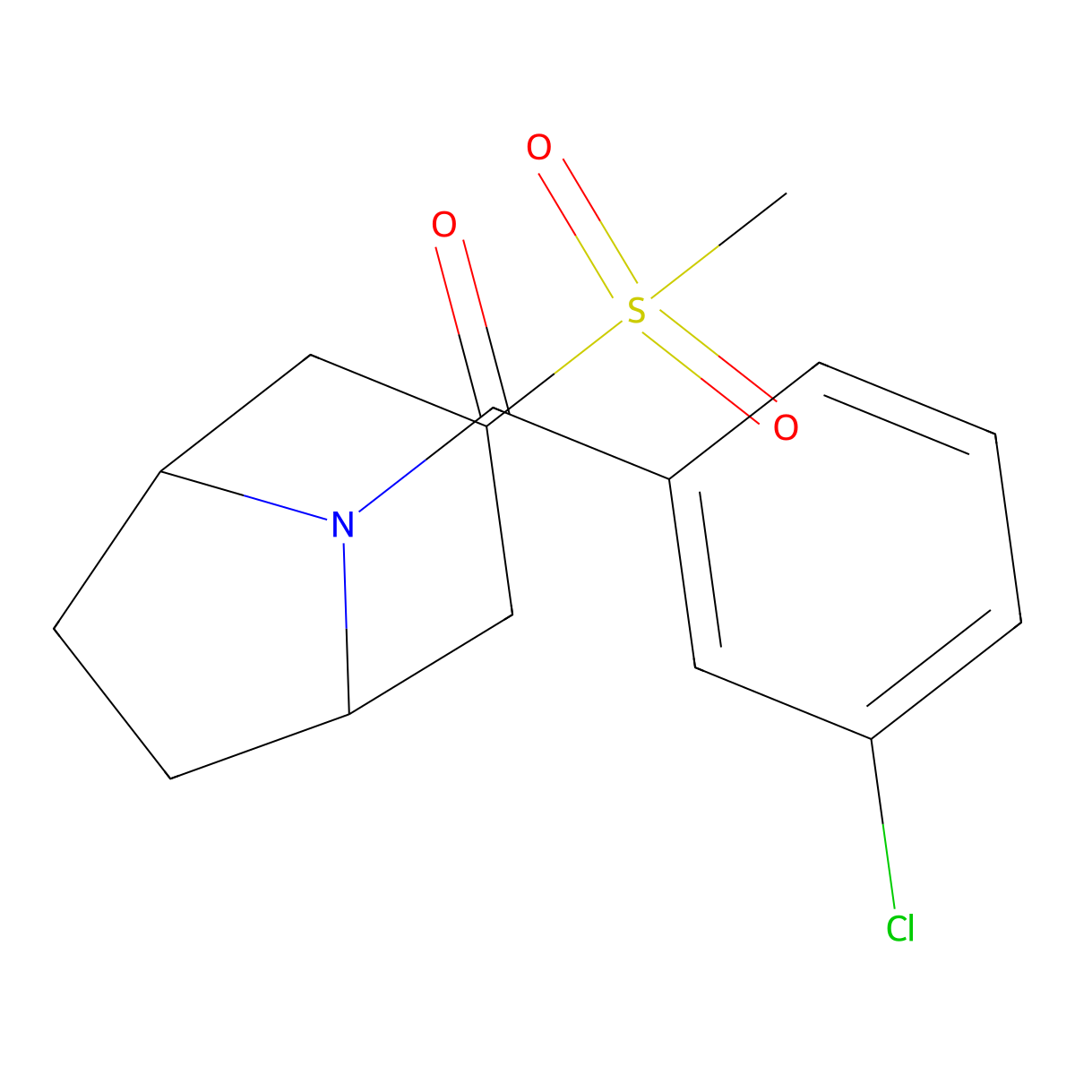 (3-chlorophenyl)((1R,5S)-3-(methylsulfonyl)-8-azabicyclo[3.2.1]octan-8-yl)methanone molecular structure, CAS 1706164-40-0