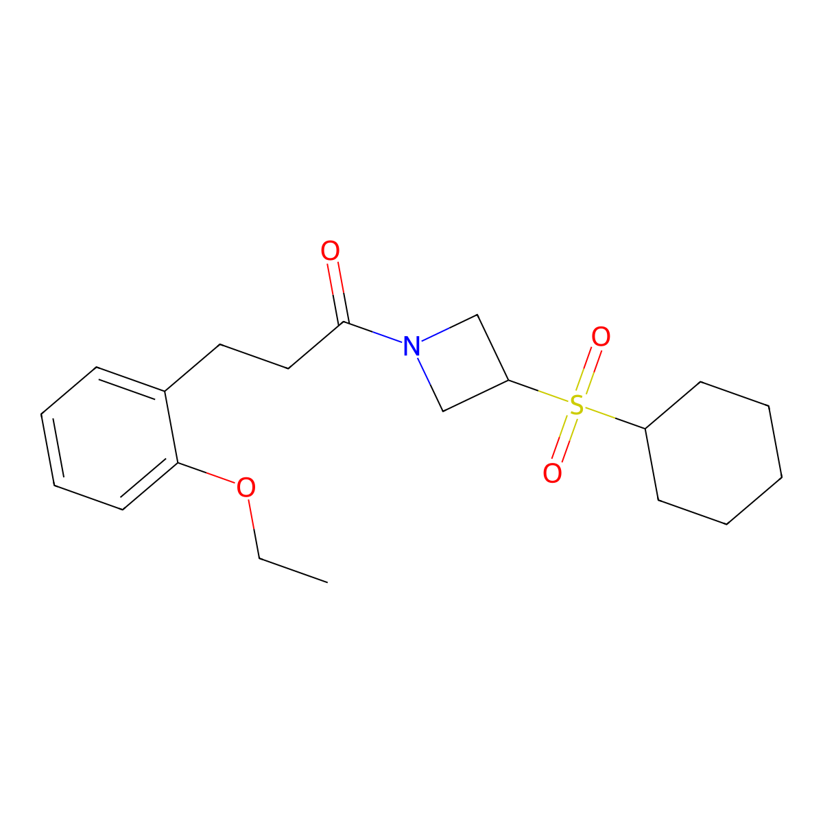 1-(3-(Cyclohexylsulfonyl)azetidin-1-yl)-3-(2-ethoxyphenyl)propan-1-one molecular structure, CAS 1706165-46-9