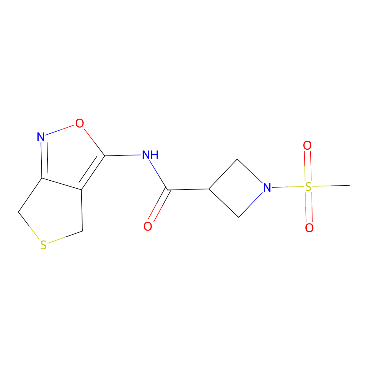 1-methanesulfonyl-N-{4H,6H-thieno[3,4-c][1,2]oxazol-3-yl}azetidine-3-carboxamide molecular structure, CAS 1706168-97-9