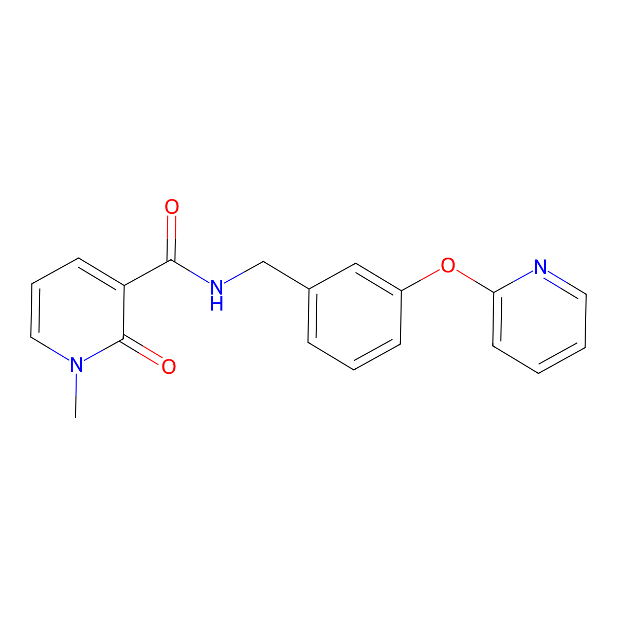 1-methyl-2-oxo-N-(3-(pyridin-2-yloxy)benzyl)-1,2-dihydropyridine-3-carboxamide molecular structure, CAS 1706169-67-6