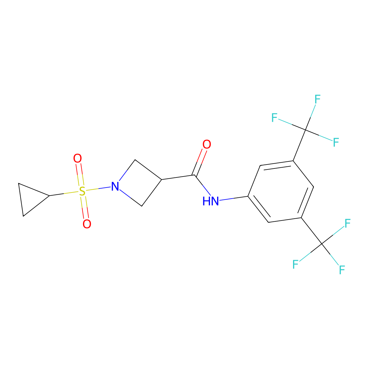 N-(3,5-bis(trifluoromethyl)phenyl)-1-(cyclopropylsulfonyl)azetidine-3-carboxamide molecular structure, CAS 1706170-70-8
