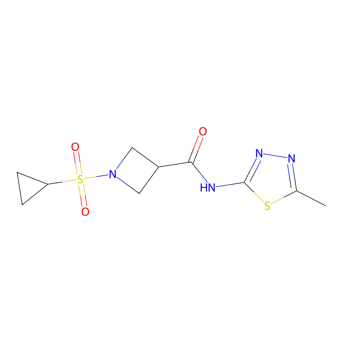 1-(cyclopropanesulfonyl)-N-(5-methyl-1,3,4-thiadiazol-2-yl)azetidine-3-carboxamide molecular structure, CAS 1706170-82-2