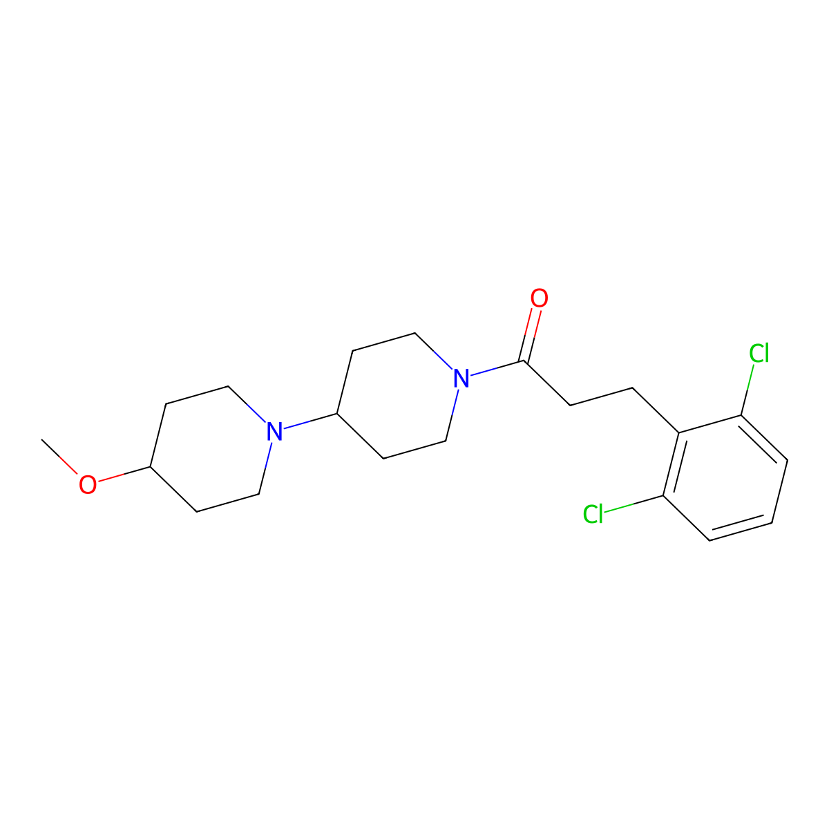 3-(2,6-Dichlorophenyl)-1-(4-methoxy-[1,4'-bipiperidin]-1'-yl)propan-1-one molecular structure, CAS 1706179-66-9