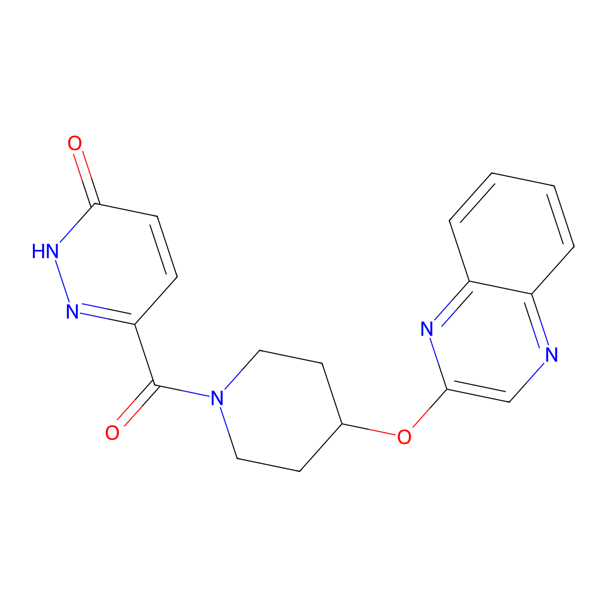 6-(4-(quinoxalin-2-yloxy)piperidine-1-carbonyl)pyridazin-3(2H)-one molecular structure, CAS 1706183-03-0