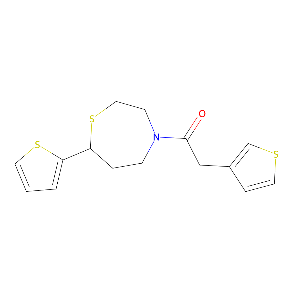 1-(7-(Thiophen-2-yl)-1,4-thiazepan-4-yl)-2-(thiophen-3-yl)ethanone molecular structure, CAS 1706183-39-2