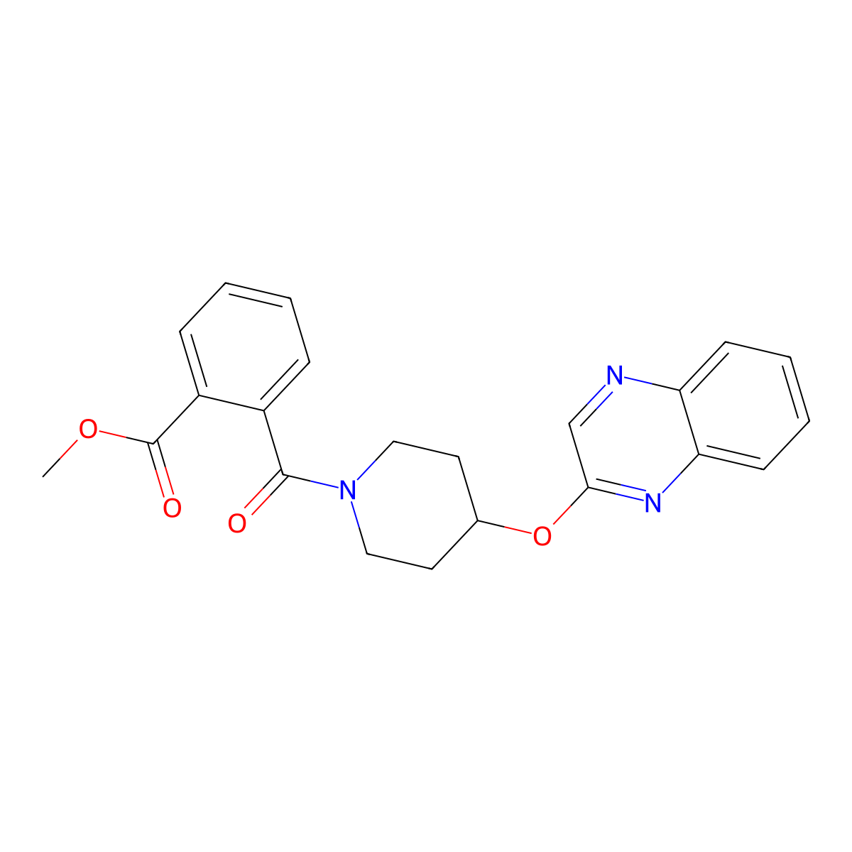 Methyl 2-(4-(quinoxalin-2-yloxy)piperidine-1-carbonyl)benzoate molecular structure, CAS 1706183-77-8