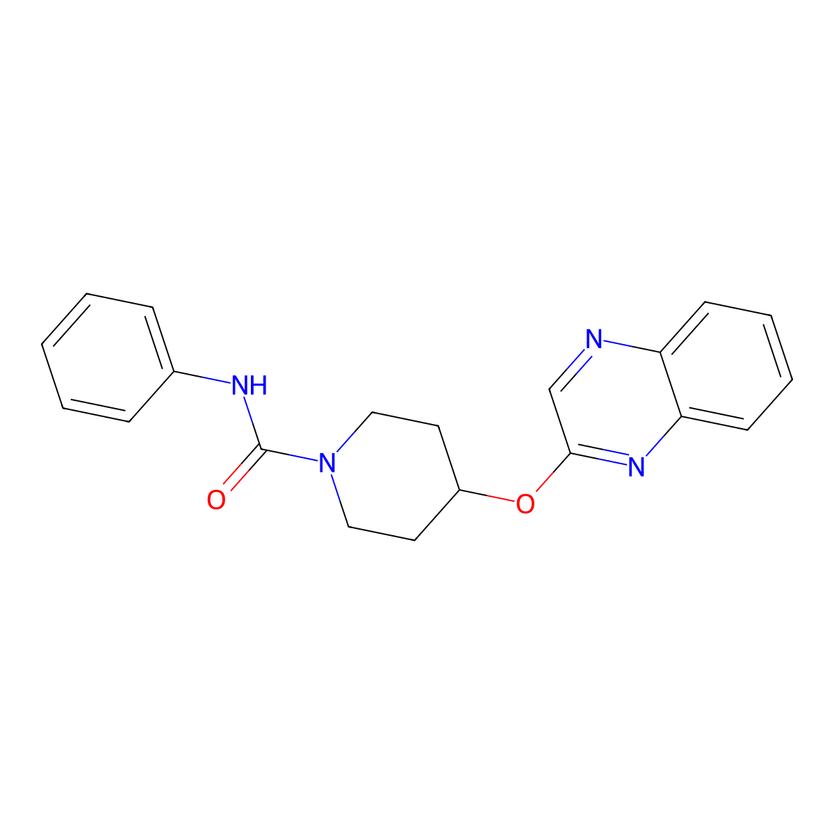 N-phenyl-4-(quinoxalin-2-yloxy)piperidine-1-carboxamide molecular structure, CAS 1706184-34-0