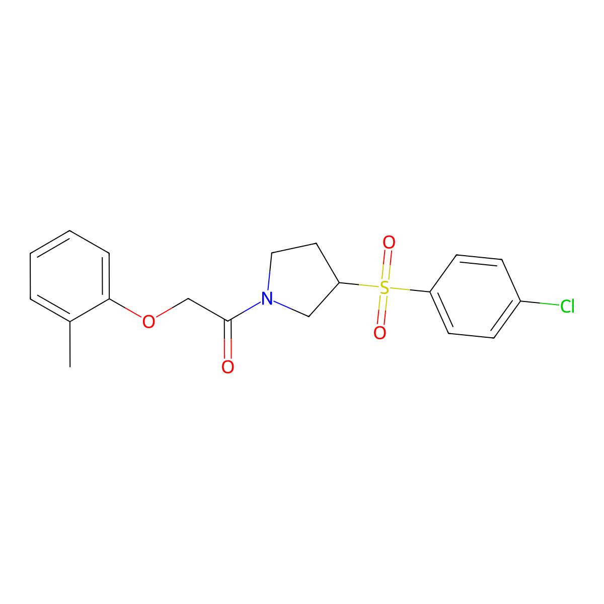 1-[3-(4-Chlorobenzenesulfonyl)pyrrolidin-1-yl]-2-(2-methylphenoxy)ethan-1-one molecular structure, CAS 1706192-24-6