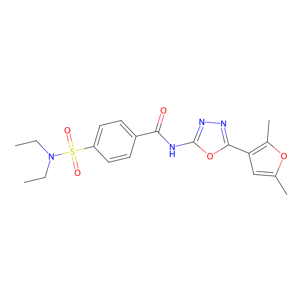 4-(N,N-diethylsulfamoyl)-N-(5-(2,5-dimethylfuran-3-yl)-1,3,4-oxadiazol-2-yl)benzamide molecular structure, CAS 1706194-19-5