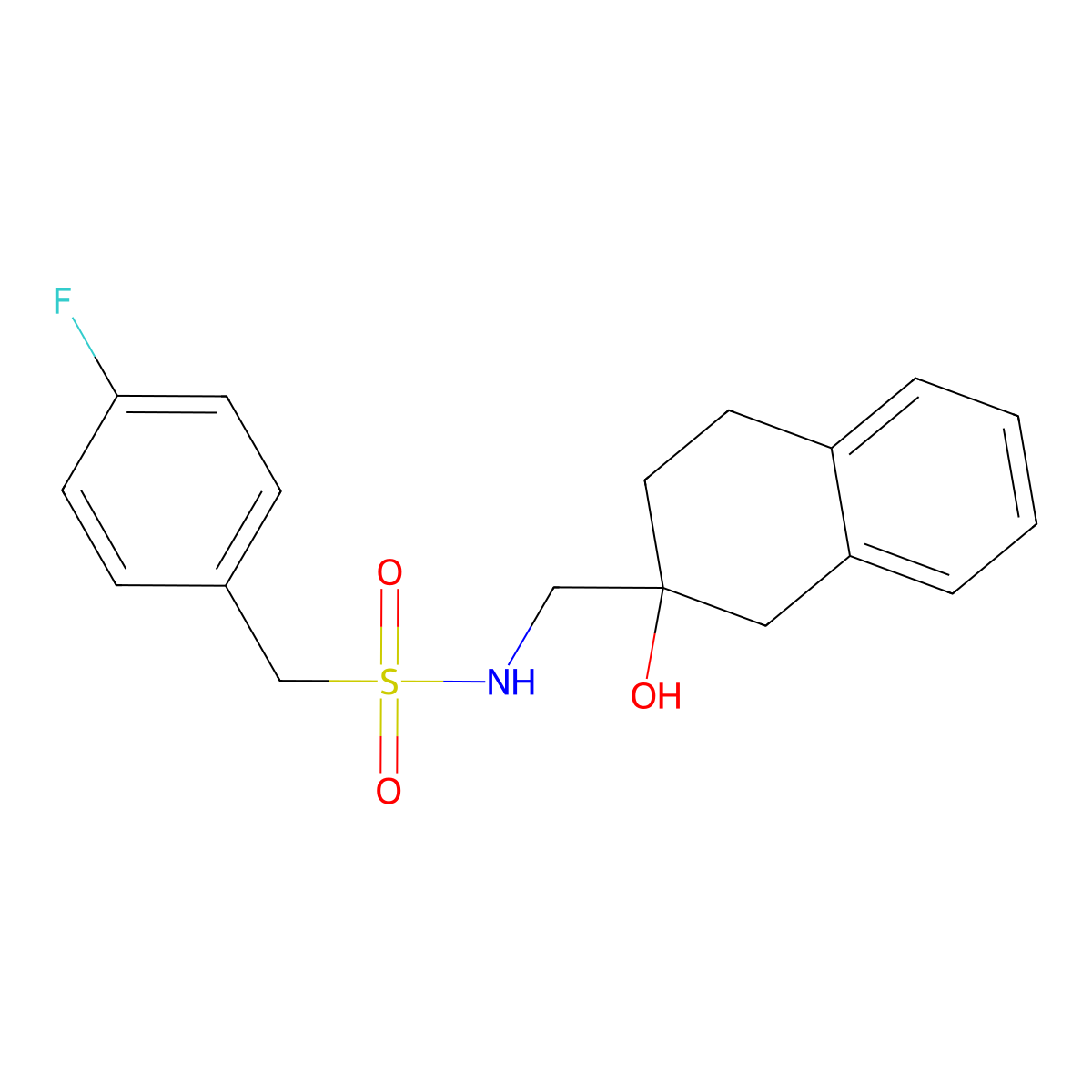 1-(4-fluorophenyl)-N-((2-hydroxy-1,2,3,4-tetrahydronaphthalen-2-yl)methyl)methanesulfonamide molecular structure, CAS 1706194-21-9