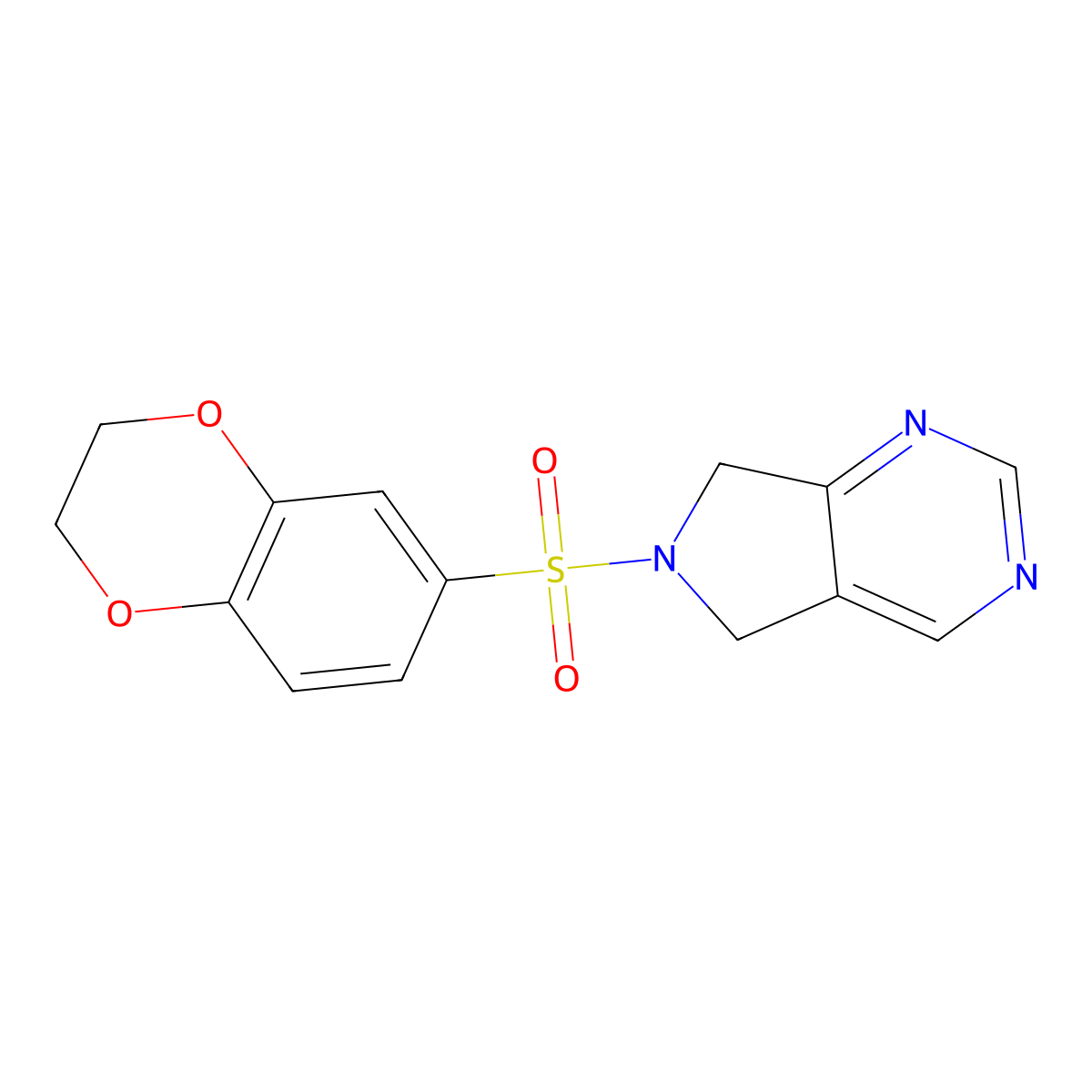 6-(2,3-dihydro-1,4-benzodioxine-6-sulfonyl)-5H,6H,7H-pyrrolo[3,4-d]pyrimidine molecular structure, CAS 1706194-50-4