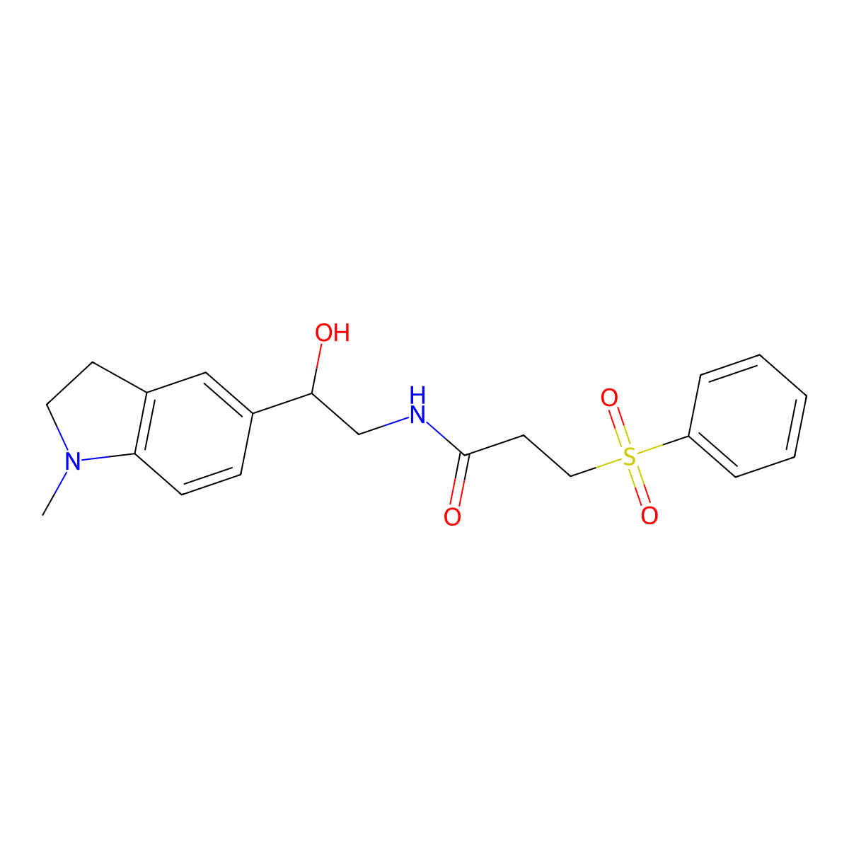 N-(2-hydroxy-2-(1-methylindolin-5-yl)ethyl)-3-(phenylsulfonyl)propanamide molecular structure, CAS 1706198-27-7