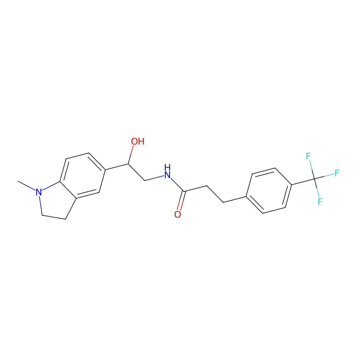 N-(2-hydroxy-2-(1-methylindolin-5-yl)ethyl)-3-(4-(trifluoromethyl)phenyl)propanamide molecular structure, CAS 1706198-31-3
