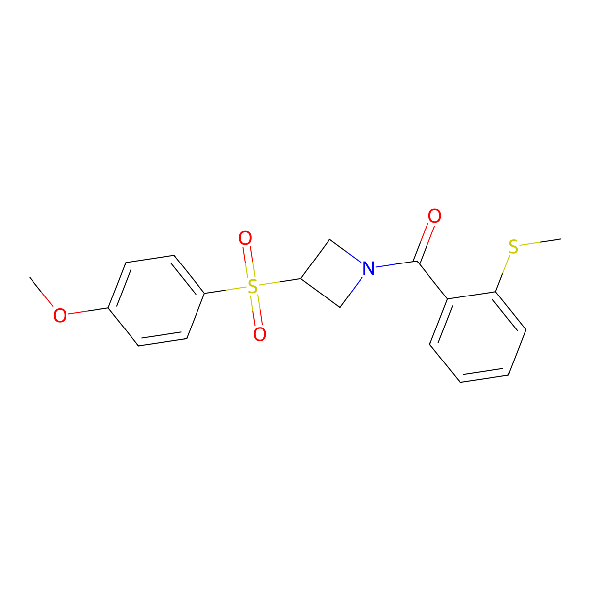 3-(4-Methoxybenzenesulfonyl)-1-[2-(methylsulfanyl)benzoyl]azetidine molecular structure, CAS 1706205-78-8