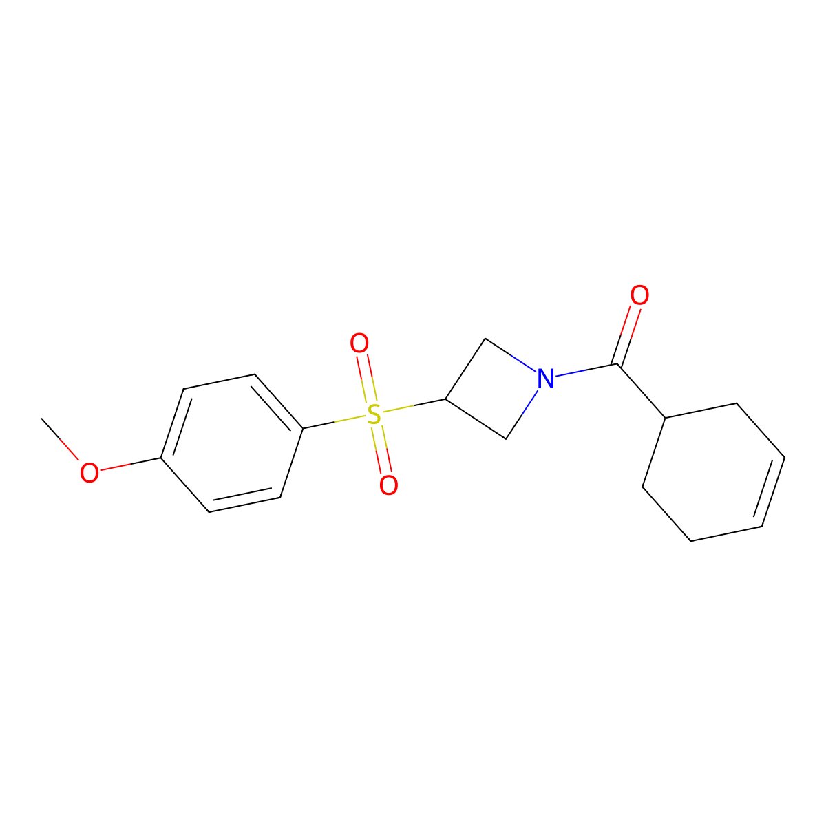Cyclohex-3-en-1-yl(3-((4-methoxyphenyl)sulfonyl)azetidin-1-yl)methanone molecular structure, CAS 1706206-06-5