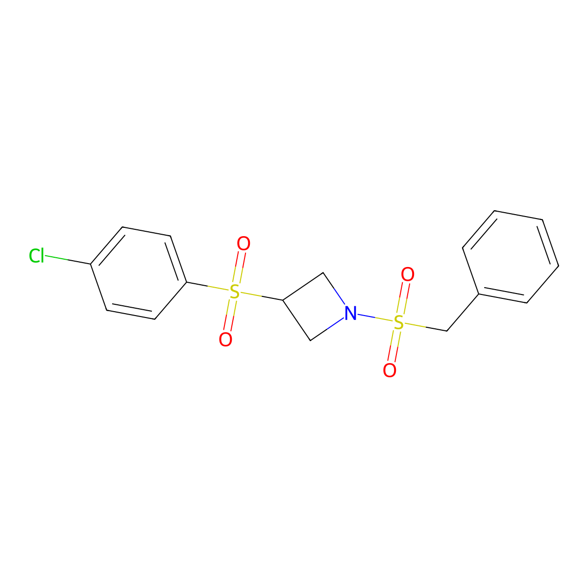 1-(Benzylsulfonyl)-3-((4-chlorophenyl)sulfonyl)azetidine molecular structure, CAS 1706206-46-3