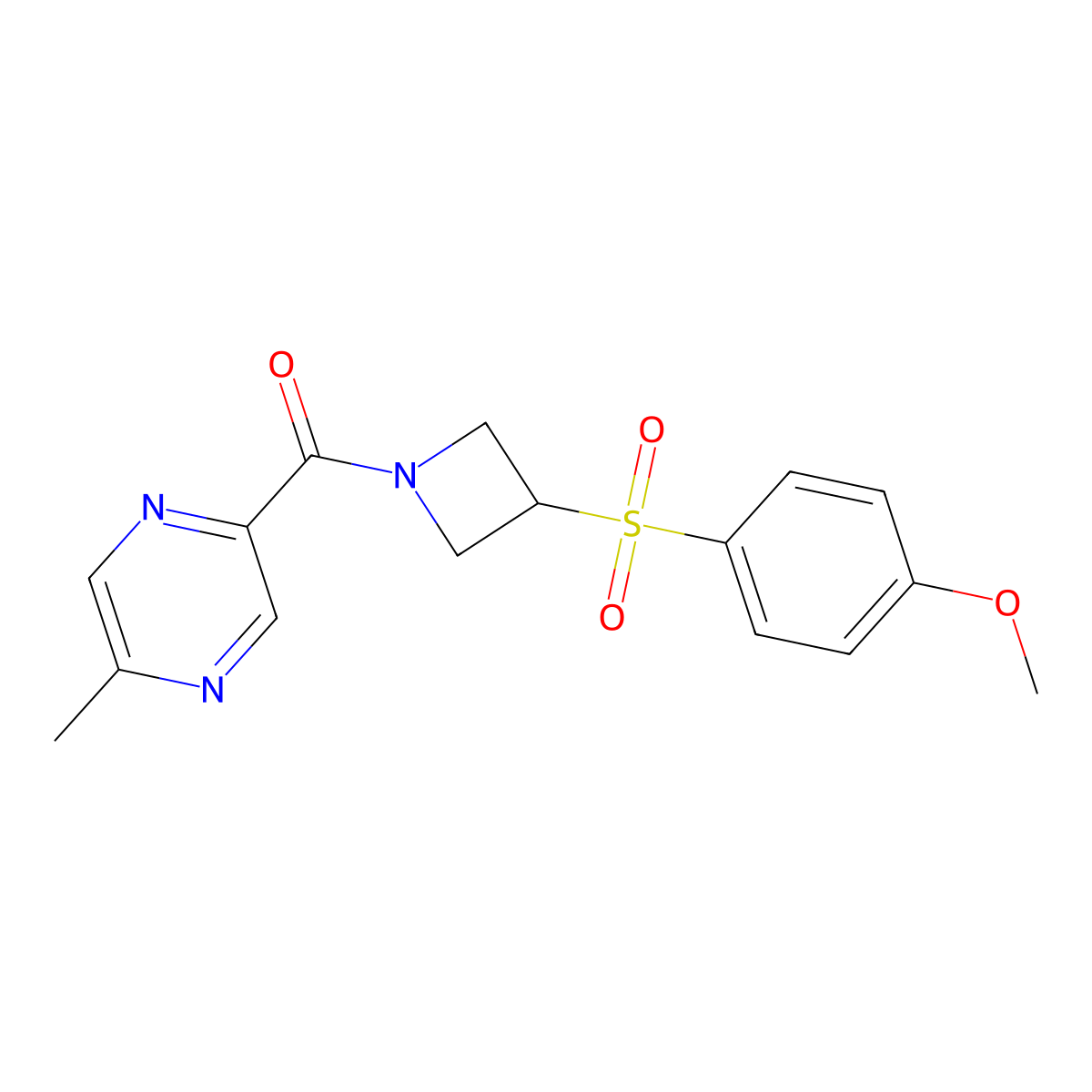 2-[3-(4-Methoxybenzenesulfonyl)azetidine-1-carbonyl]-5-methylpyrazine molecular structure, CAS 1706207-47-7