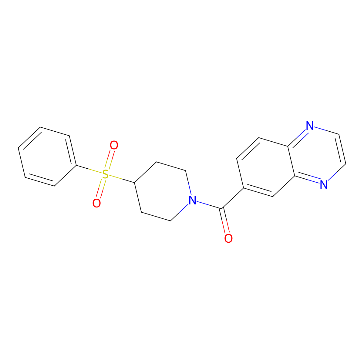 (4-(Phenylsulfonyl)piperidin-1-yl)(quinoxalin-6-yl)methanone molecular structure, CAS 1706208-80-1
