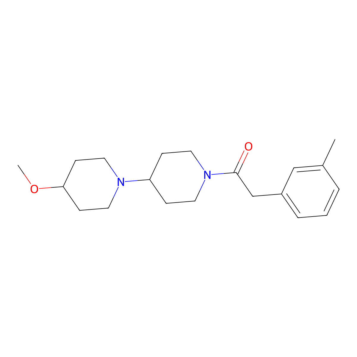 1-{4-Methoxy-[1,4'-bipiperidine]-1'-yl}-2-(3-methylphenyl)ethan-1-one molecular structure, CAS 1706208-90-3