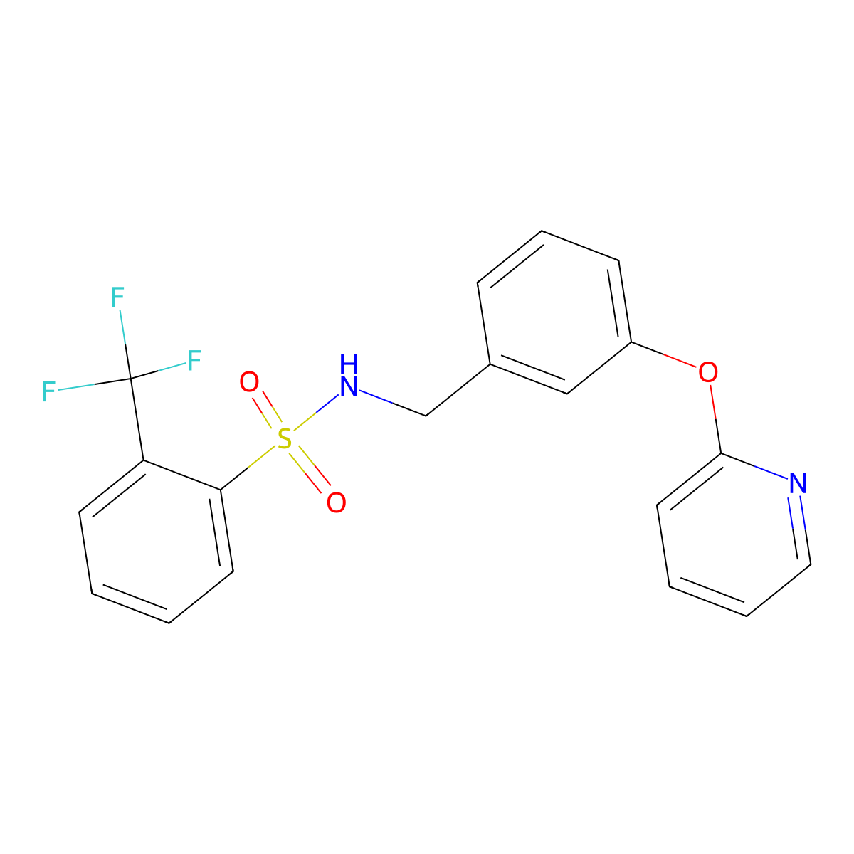 N-(3-(pyridin-2-yloxy)benzyl)-2-(trifluoromethyl)benzenesulfonamide molecular structure, CAS 1706211-56-4